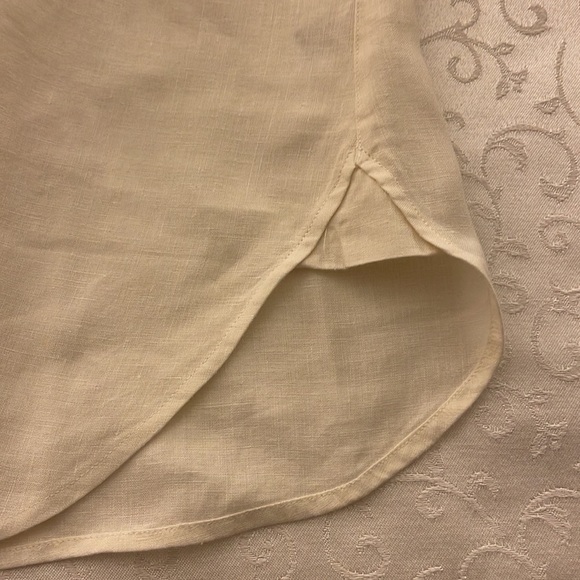 Vivid Linen Pleated Button Up Blouse With Roll Tab Sleeves Size Large - Picture 14 of 16